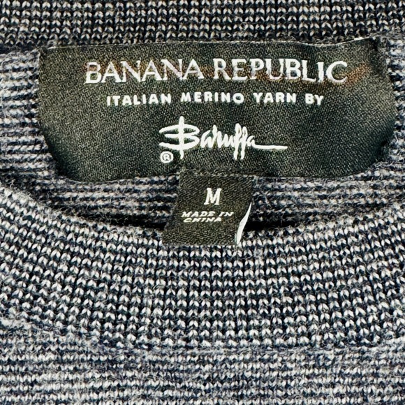 Banana‎ Republic Italian Merino Wool Sweater Navy Heather Medium - Picture 3 of 8